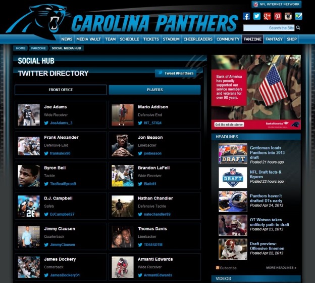 Panthers – Social Media Hub Launches